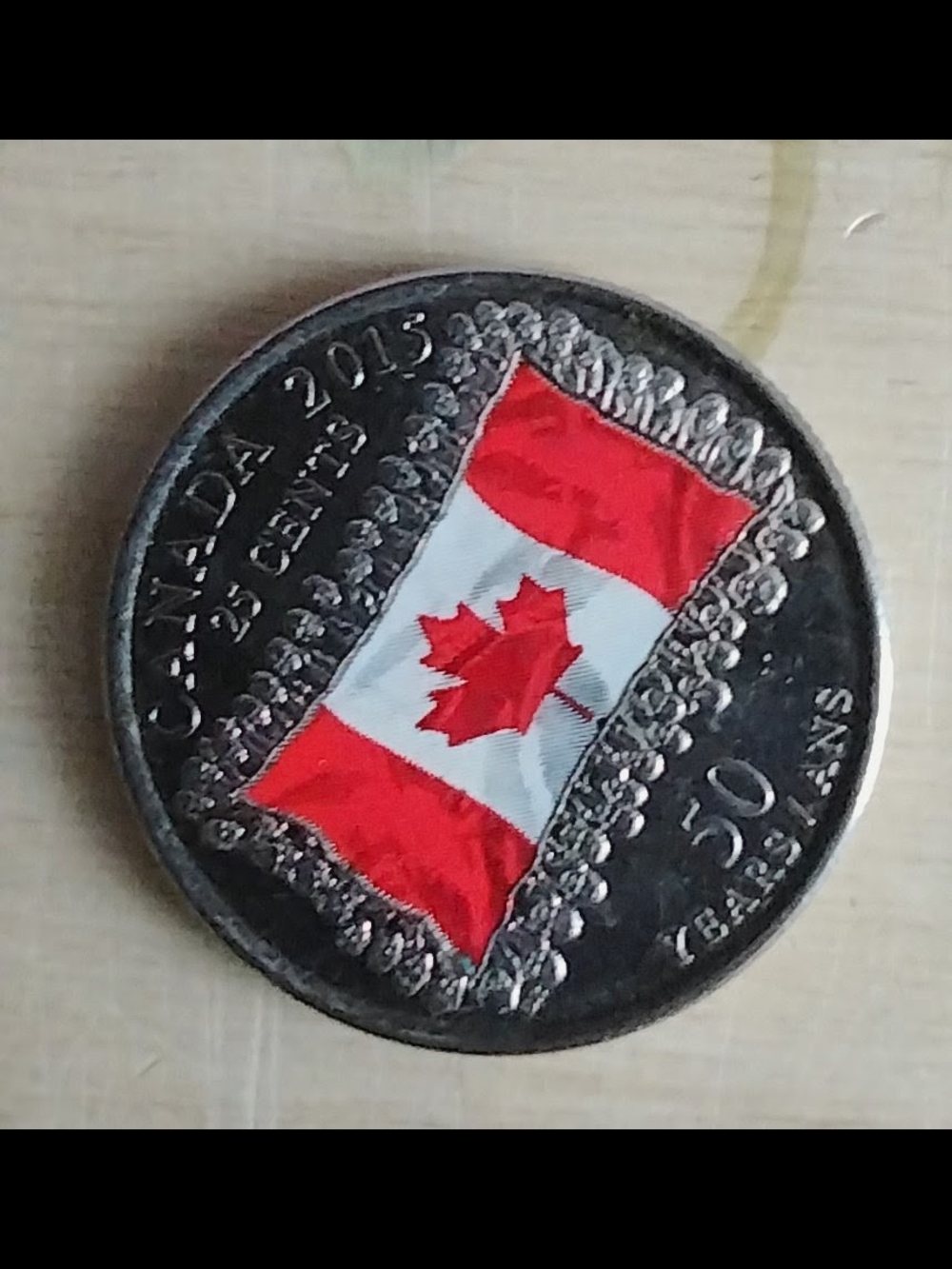 Collectible Canada Flag Decorative Coin Accent - Red and Silver
